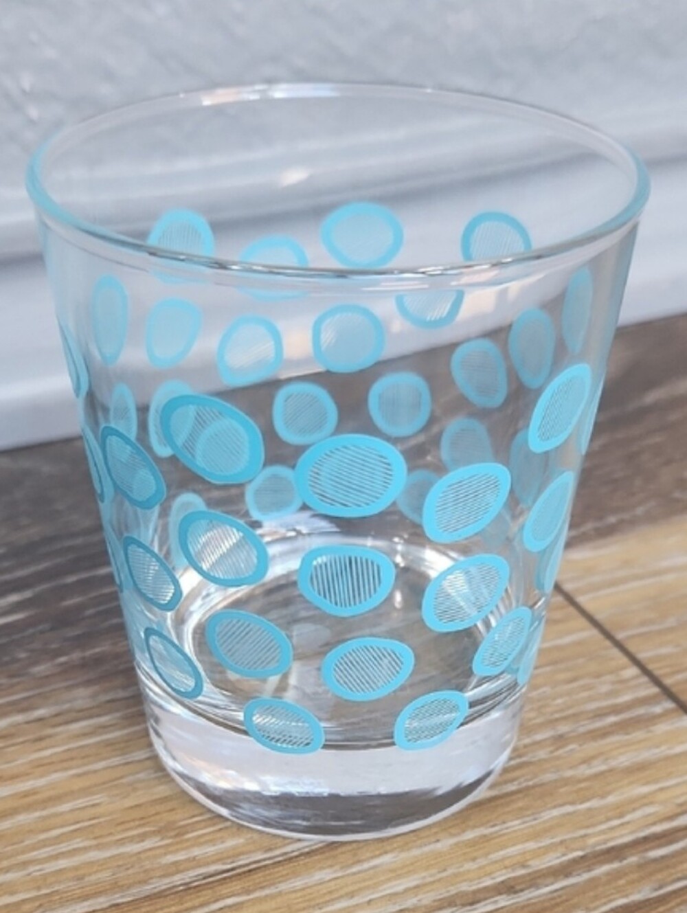IKEA Kremla Blue Dot Clear Glass Juice Cup